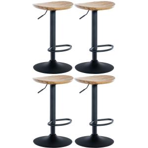 Lot de 4 Tabouret de bar réglable Pivotant en bois Nature
