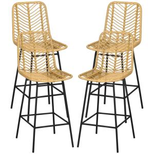 Lot de 4 tabourets de bar avec repose-pieds acier jaune