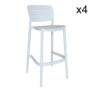 Lot de 4 tabourets de bar blanc en polypropylène