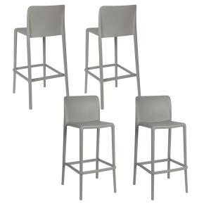 lot de 4 tabourets de bar d'extérieur avec repose-pieds gri…