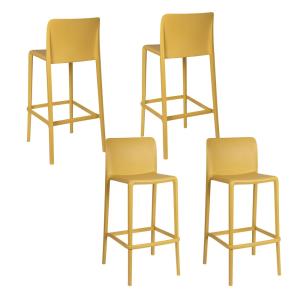 lot de 4 tabourets de bar d'extérieur avec repose-pieds jau…