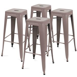 Lot de 4 tabourets de terrasse en métal mat taupe