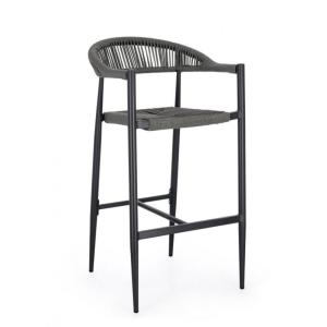 Lot de 4 tabourets en aluminium anthracite et fibres tissée…