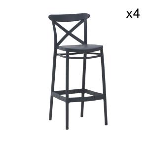 Lot de 4 tabourets en polypropylène anthracite