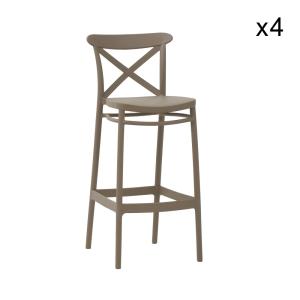 Lot de 4 tabourets en polypropylène gris tourterelle