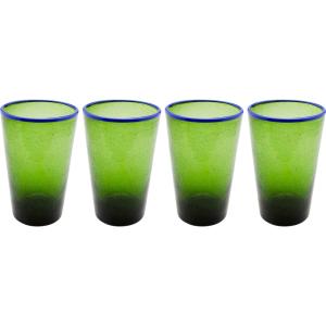 Lot de 4 - Verre à vin vert à bulles