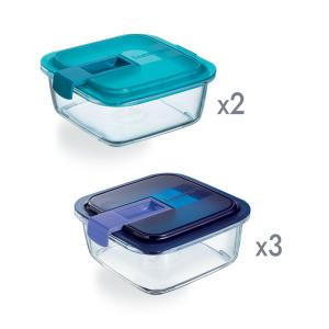 Lot de 5 boites de conservation carrées 76cl