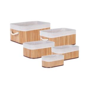 Lot de 5 paniers bambou marron clair