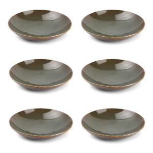 Lot de 6 assiette creuse vert en porcelaine 21xh5cm