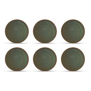 Lot de 6 assiette vert en porcelaine 21cm