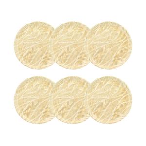 Lot de 6 assiettes à dessert 20cm en grès à motif jaune