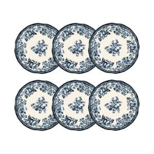 Lot de 6 assiettes à dessert fleuries en porcelaine bleu 20…
