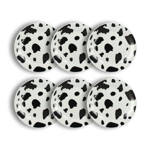 Lot de 6 assiettes à dessert vache 20cm en porcelaine