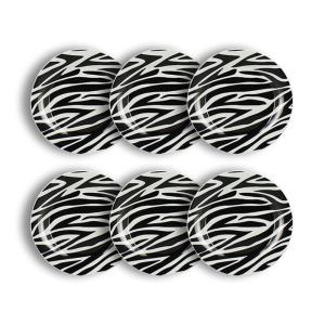 Lot de 6 assiettes à dessert zèbre 20cm en porcelaine