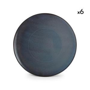 Lot de 6 assiettes bleu en porcelaine 27cm