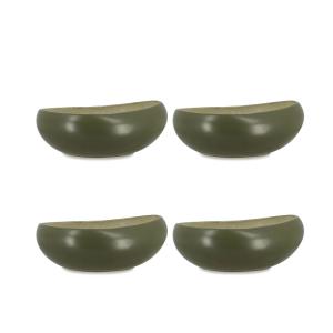 Lot de 6 assiettes coupes 20,5cm en grès vert