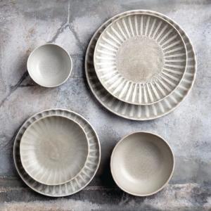 Lot de 6 assiettes creuse en grès gris Ø22cm