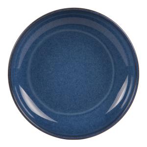 Lot de 6 assiettes creuse uno    22 cm  bleu en grès