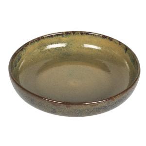 Lot de 6 assiettes creuses   18 cm  vertes en grès