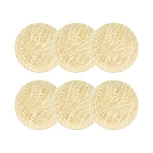 Lot de 6 assiettes creuses 20,5cm en grès à motif jaune