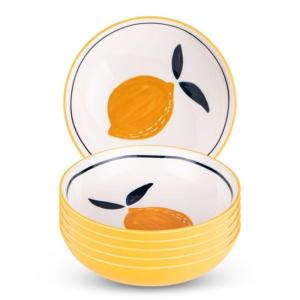 Lot de 6 assiettes creuses   20 cm  multicolores en grès