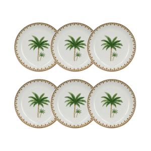 Lot de 6 assiettes creuses 20cm en porcelaine à imprimé pal…