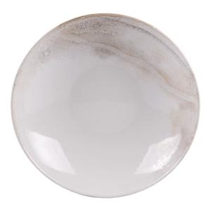 Lot de 6 assiettes creuses   22 cm  beiges en grès