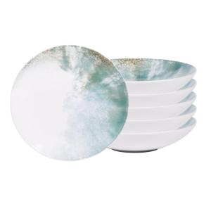 Lot de 6 assiettes creuses    22 cm  bleues en grès