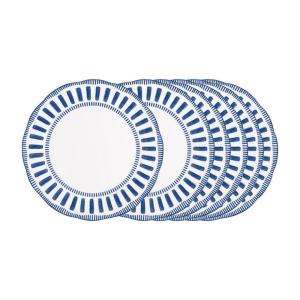 Lot de 6 assiettes creuses  22 cm  bleues en porcelaine