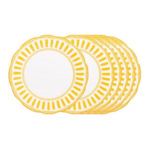 Lot de 6 assiettes creuses    22 cm  jaunes en porcelaine