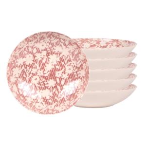 Lot de 6 assiettes creuses    22 cm  rouge en grès