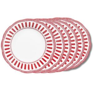 Lot de 6 assiettes creuses    22 cm  rouges en porcelaine