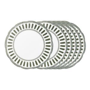 Lot de 6 assiettes creuses  22 cm  vertes en porcelaine