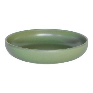 Lot de 6 assiettes creuses   amande 22 cm  vertes en grès