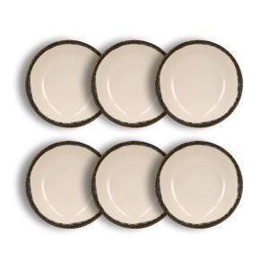 Lot de 6 assiettes creuses atome 21cm en faience beige