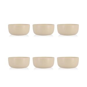Lot de 6 assiettes creuses beige en grès 15cm