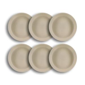 Lot de 6 assiettes creuses beige en grès 20,5cm