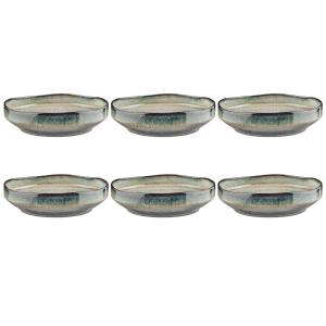 Lot de 6 assiettes creuses en grès gris D21