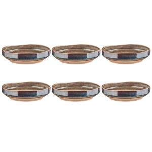 Lot de 6 assiettes creuses en grès marron D21