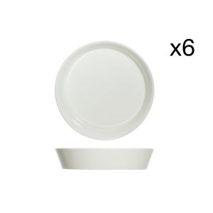 Lot de 6 Assiettes creuses en Porcelaine, blanc, D21 cm