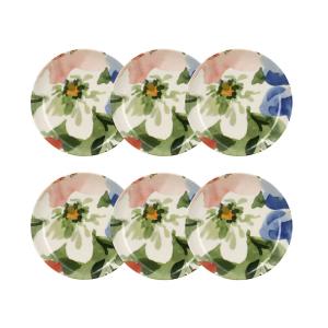 Lot de 6 assiettes creuses en porcelaine floral 21cm