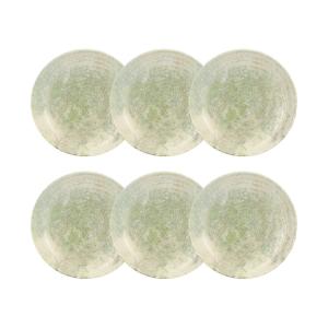 Lot de 6 assiettes creuses en porcelaine verte 21cm
