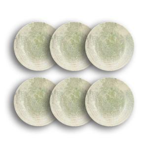 Lot de 6 assiettes creuses en porcelaine verte 23cm