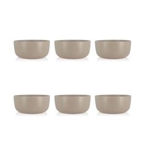 Lot de 6 assiettes creuses gris en grès 15cm