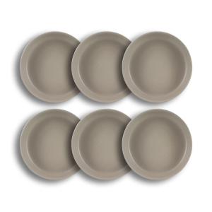 Lot de 6 assiettes creuses gris en grès 20,5cm