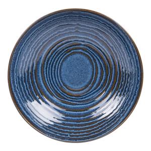 Lot de 6 assiettes creuses moon  22 cm  bleues en grès