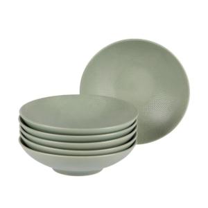 Lot de 6 assiettes creuses   sauge 19 cm  vertses en grès