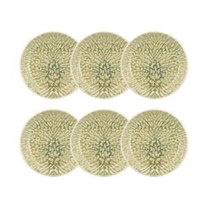 Lot de 6 assiettes creuses vertes en grès 20,5cm