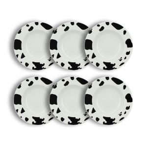 Lot de 6 assiettes creuses zèbre 20cm en porcelaine