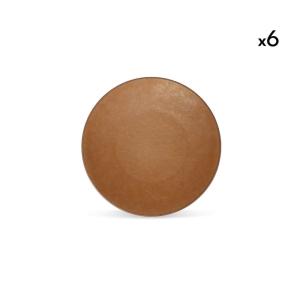 Lot de 6 assiettes marron en porcelaine 21cm